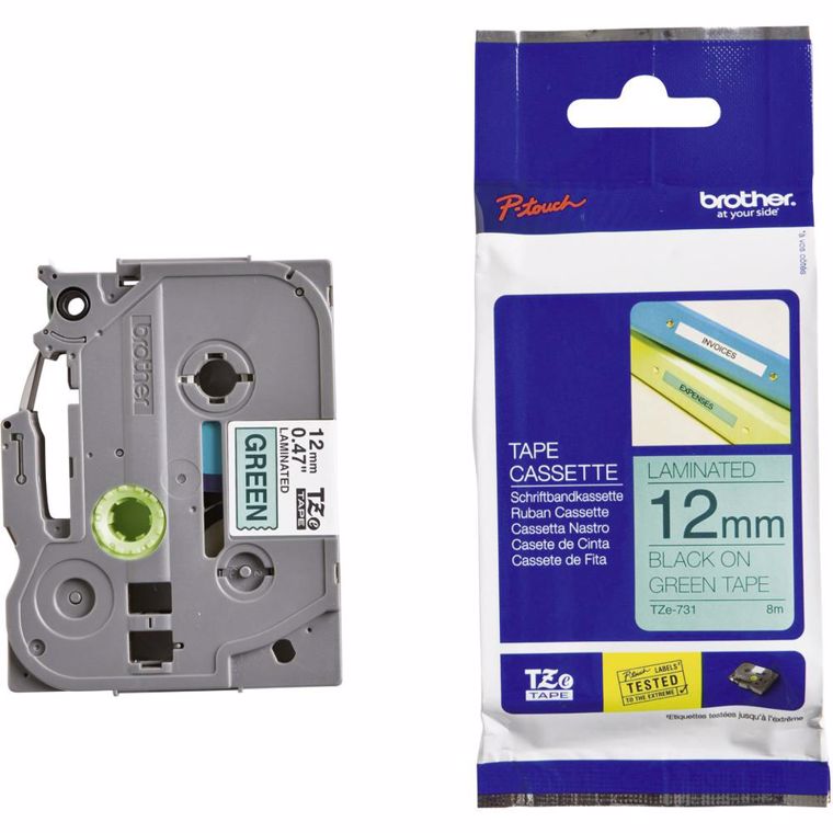 BROTHER POT PAP BRO TRAKA TZE731 12mm crno na zeleno